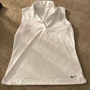 Nike White Sleeveless Fitted Polo Tank Top